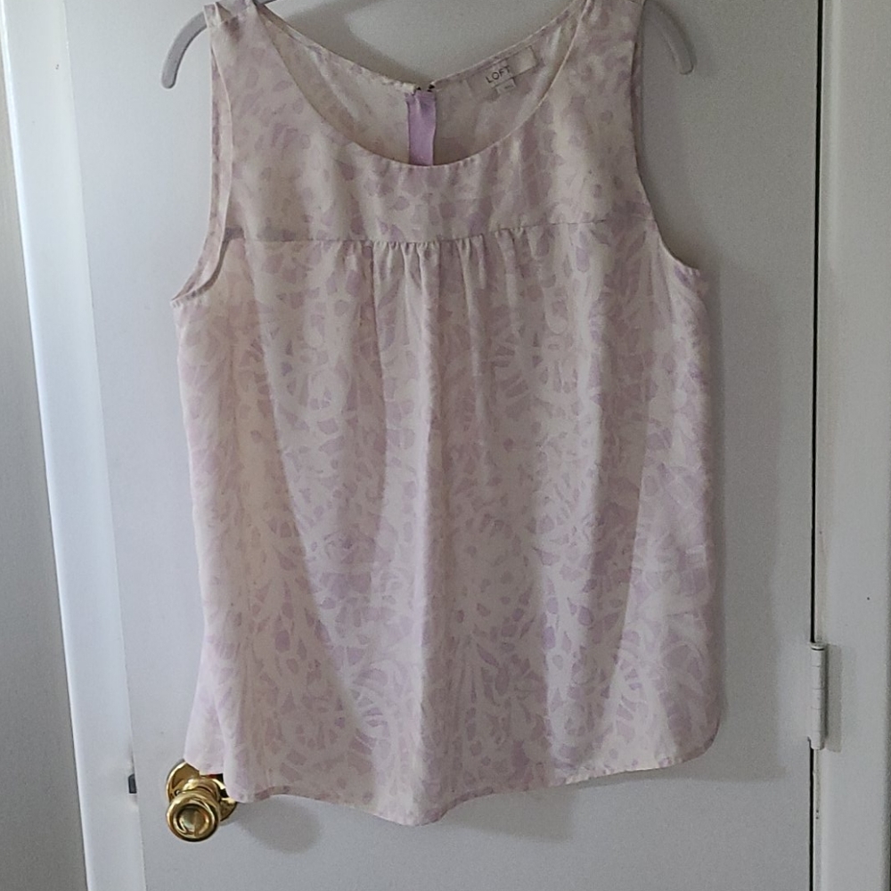 LOFT cream and pale purple dressy top